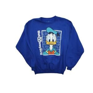 Vintage Donald Duck Disney World Disneyland Sweatshirt by Hanes – Size XL Blue